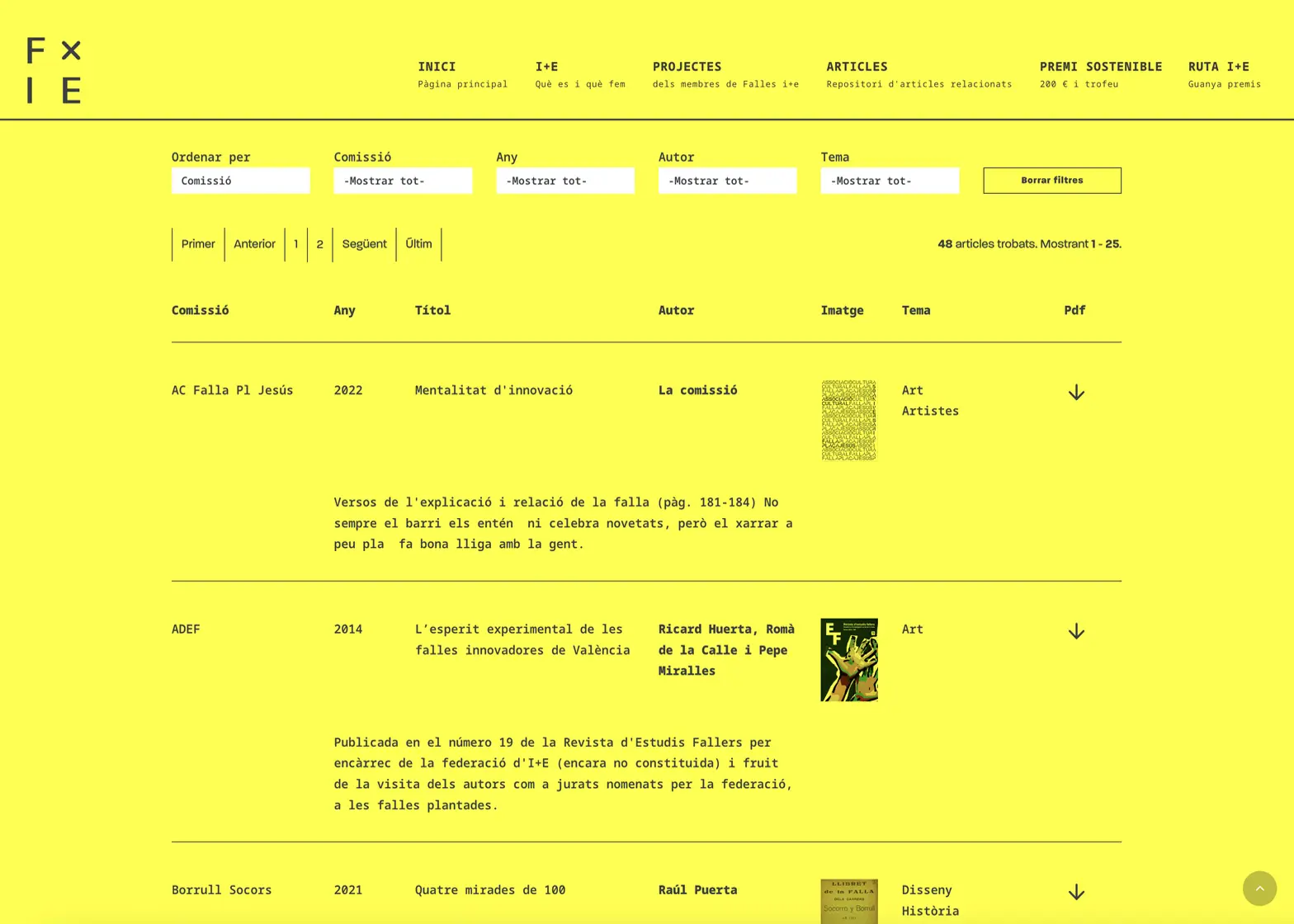 Página web de la Federació de Falles i+e. Páginas web Valencia.