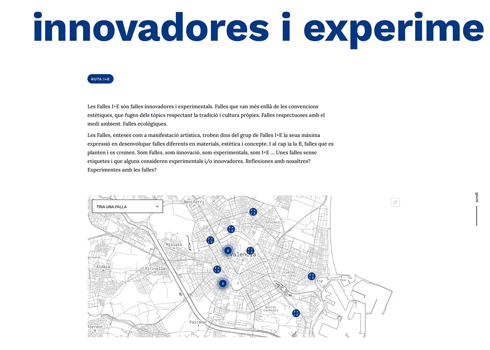 Desarrollo de la página web para las Fallas innovadoras y experimentales de Valencia.